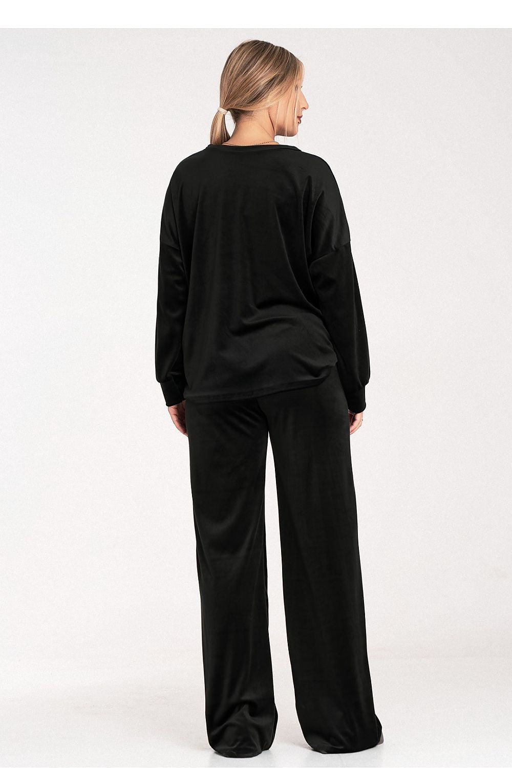 Nerina - Broek in polyester mix met stretch, elastische taille en wijde pijp.