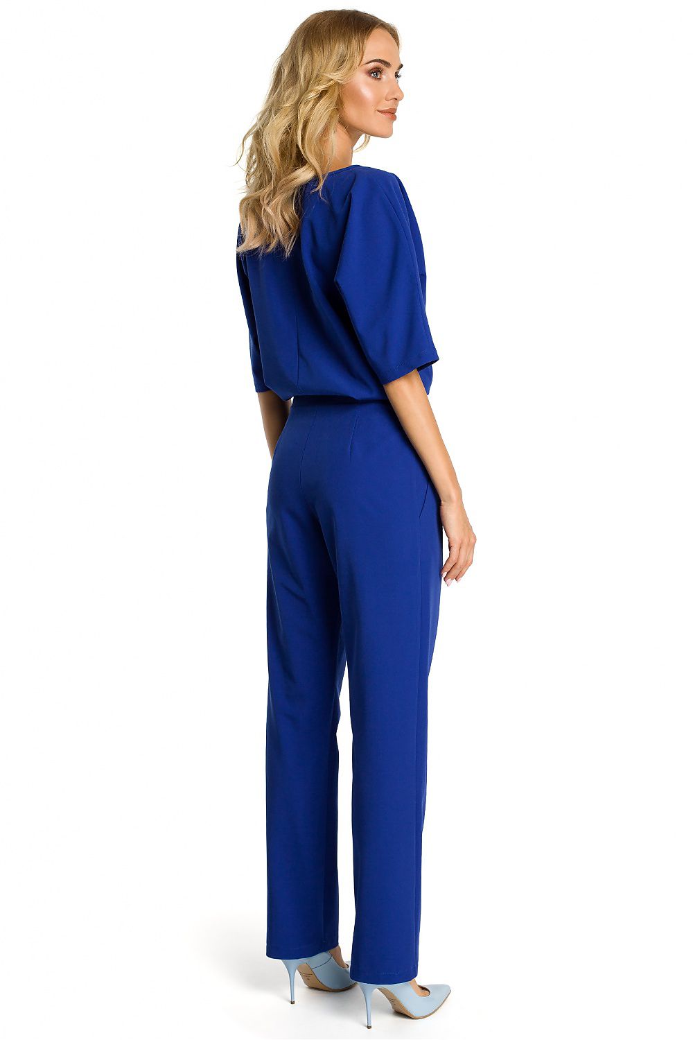 "Valora - Jumpsuit met figuurnaad en korte mouwen"