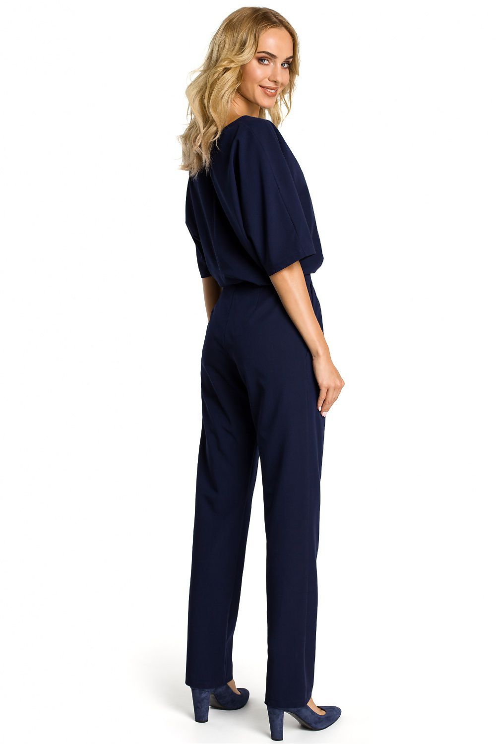 "Valora - Jumpsuit met figuurnaad en korte mouwen"