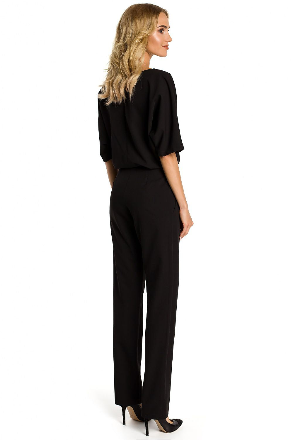 "Valora - Jumpsuit met figuurnaad en korte mouwen"