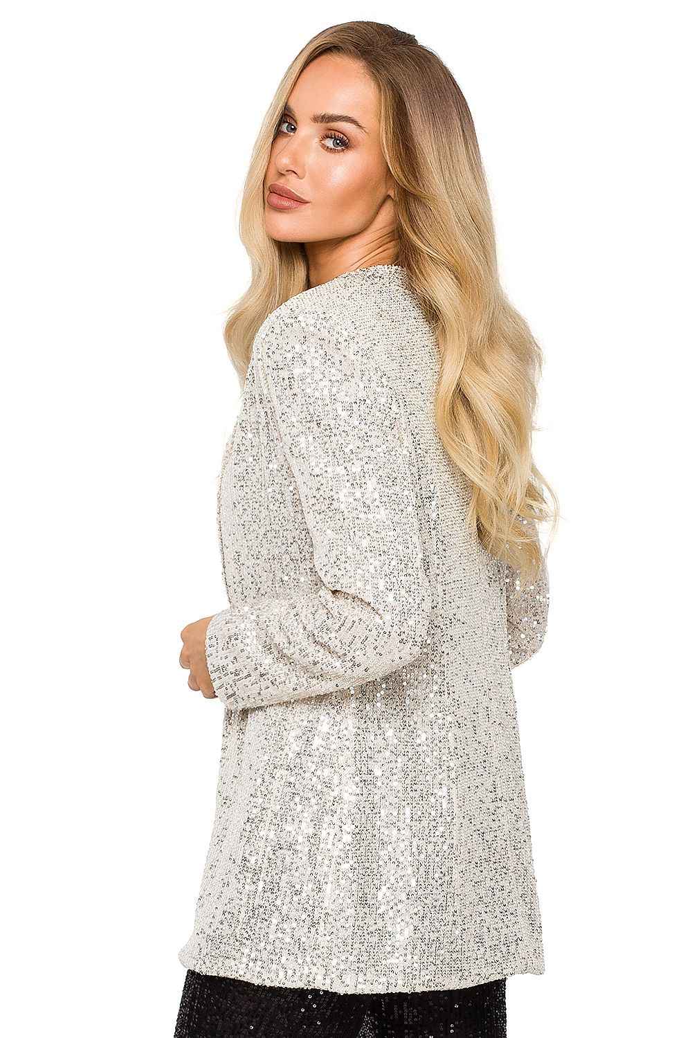 Paillettenblazer met losse pasvorm en volledige voering