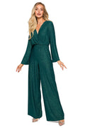 Glinsterende jumpsuit met brokaatrand - Elegant en comfortabel
