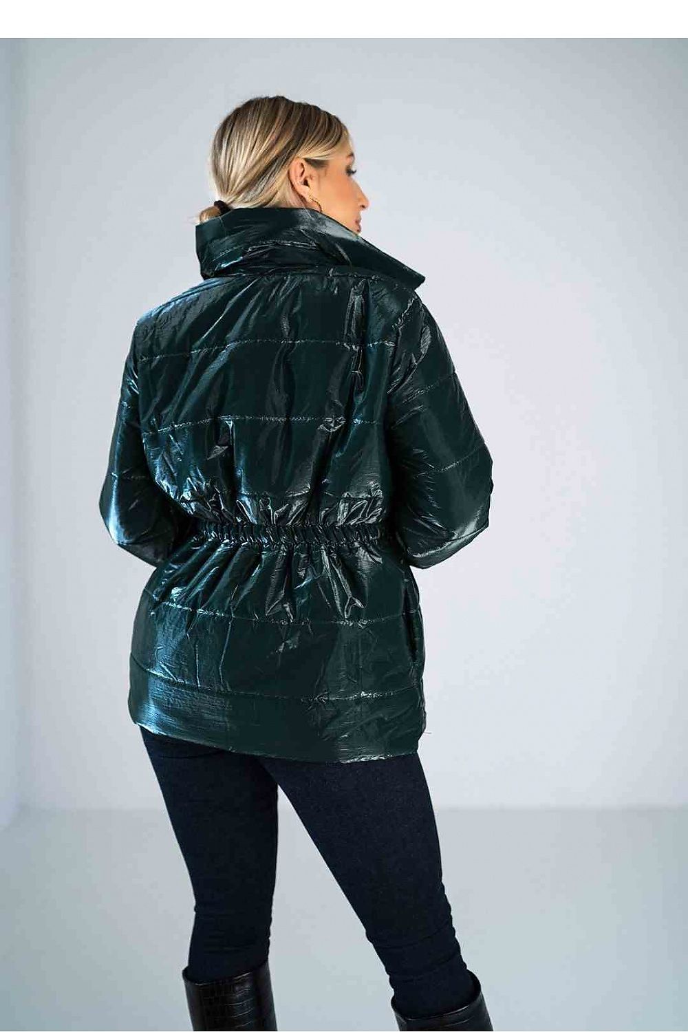 Lustre Luxe – Shiny Padded Jacket with Stand Collar and Elasticated Waist |174069 Figl