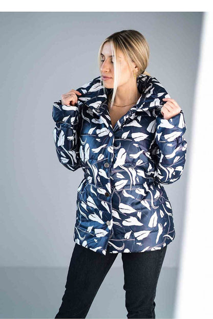 Lustre Luxe – Shiny Padded Jacket with Stand Collar and Elasticated Waist |174069 Figl