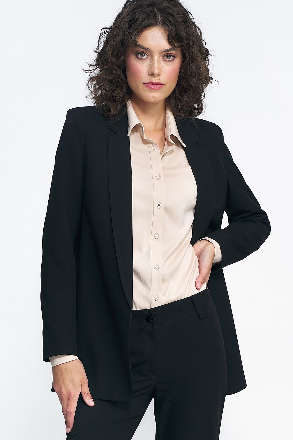 Roco Siena Modern Edge Blazer in antraciet – knoploos design met tailord snit