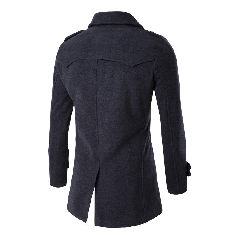 Casual Men's Long Sleeve Solid Color Coat for Fall and Winter