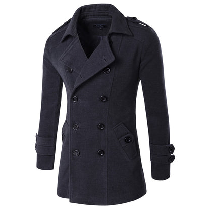 Casual Men's Long Sleeve Solid Color Coat for Fall and Winter