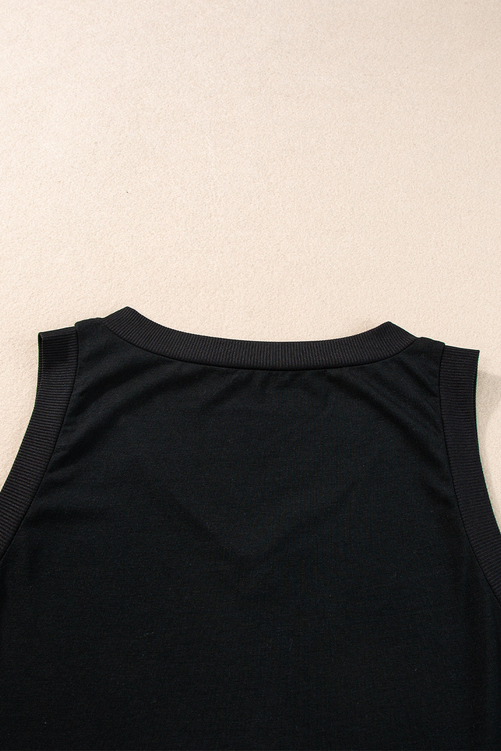 Black Knitted V-neck Tank Top