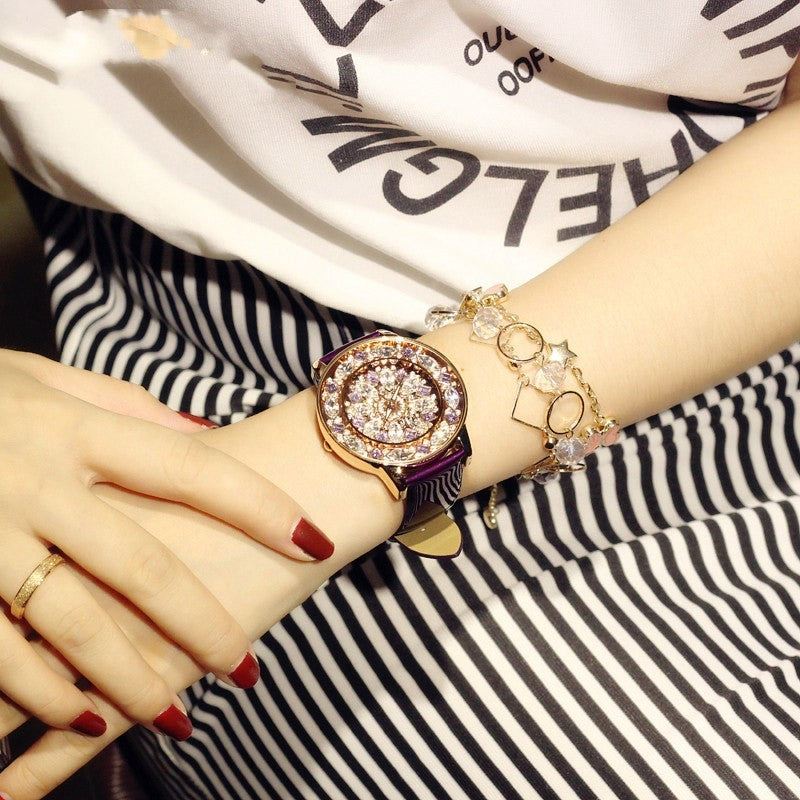 Luxury British Style Waterproof Ladies Watch with Diamonds