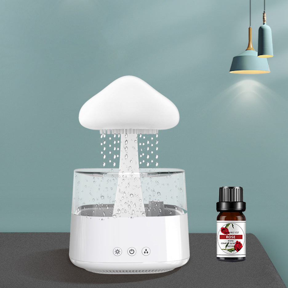 2-in-1-Schreibtisch-Luftbefeuchter, Regenwolke, Aromatherapie, ätherisches Öl, Zen-Diffusor und Regenwolke, Nachtlicht, Pilzlampe