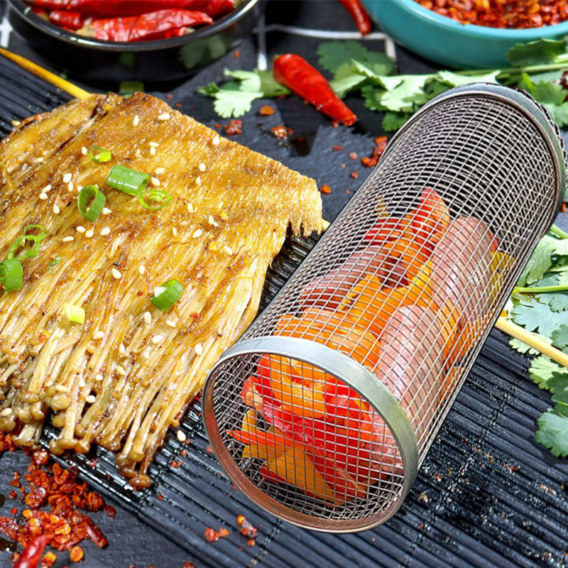 Rolling Grilling Basket Metal BBQ