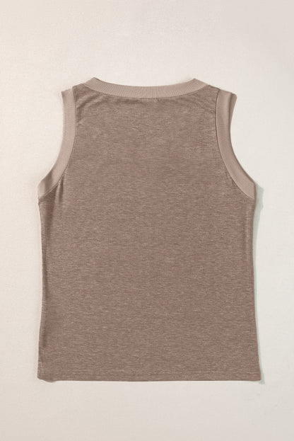 Schwarzes gestricktes Tanktop mit V-Ausschnitt