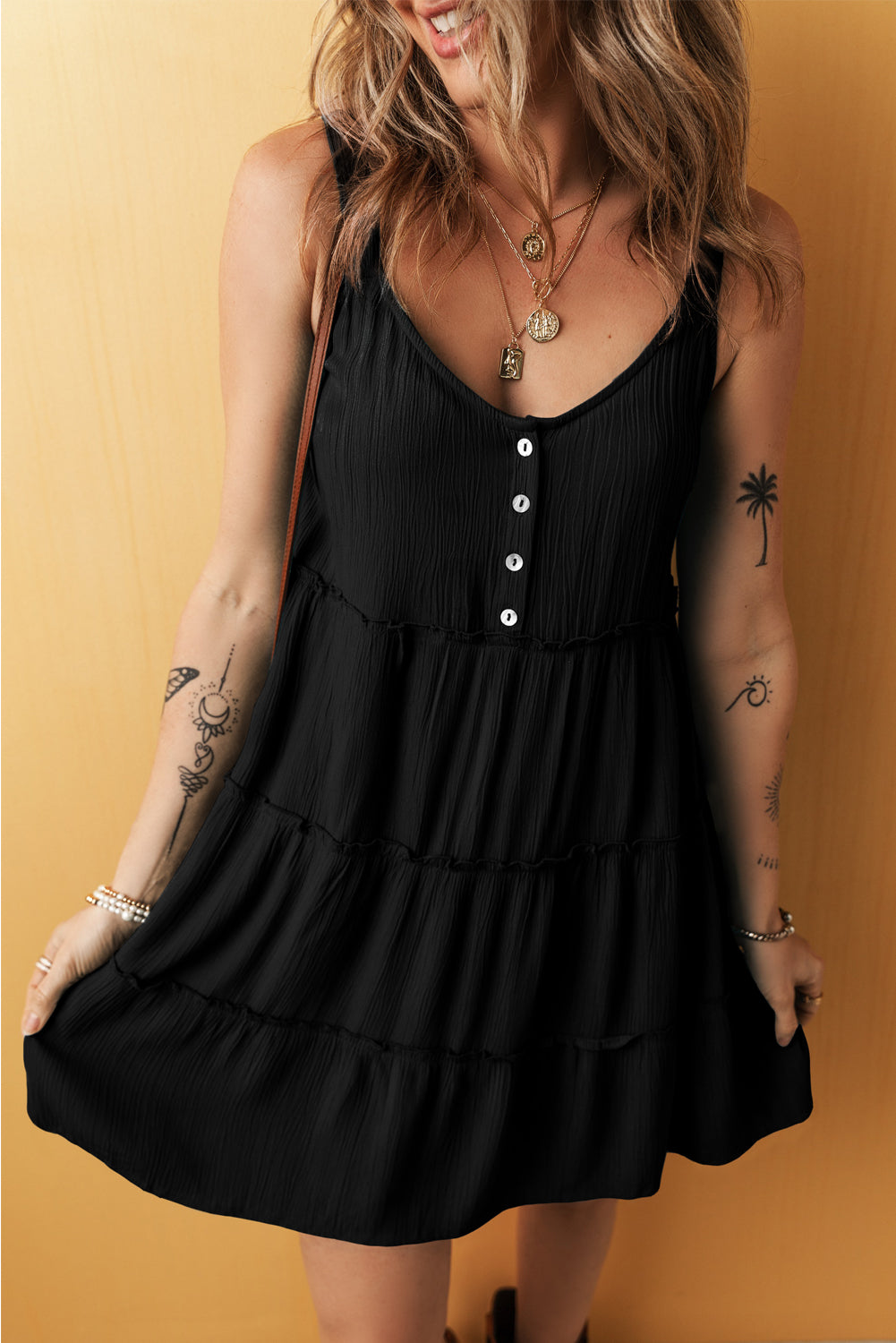 Black ruffle dress