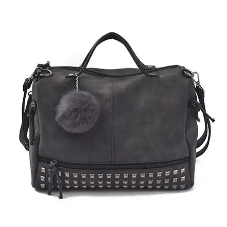 Yogodlns Vintage Rivet Leather Handbag