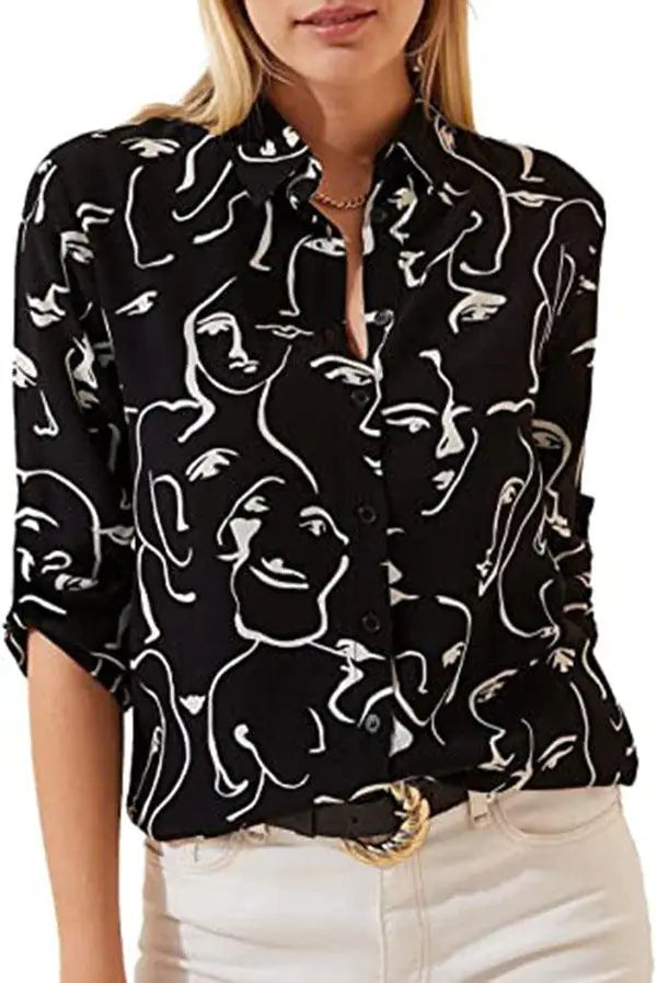 Fashion long sleeve shirt with print