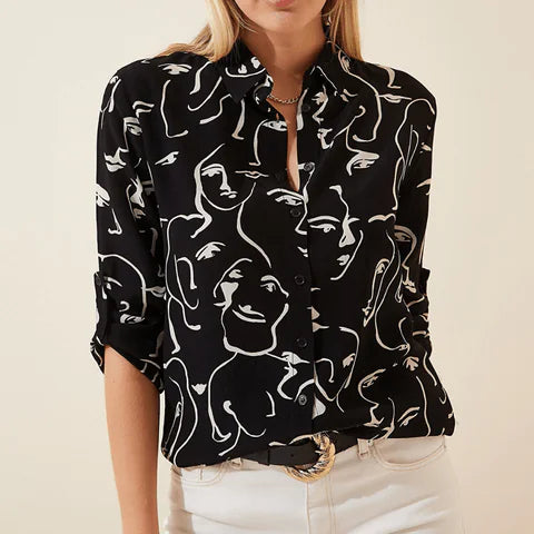 Fashion long sleeve shirt with print