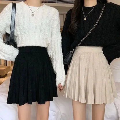 High Waist Knitted Mini Skirt